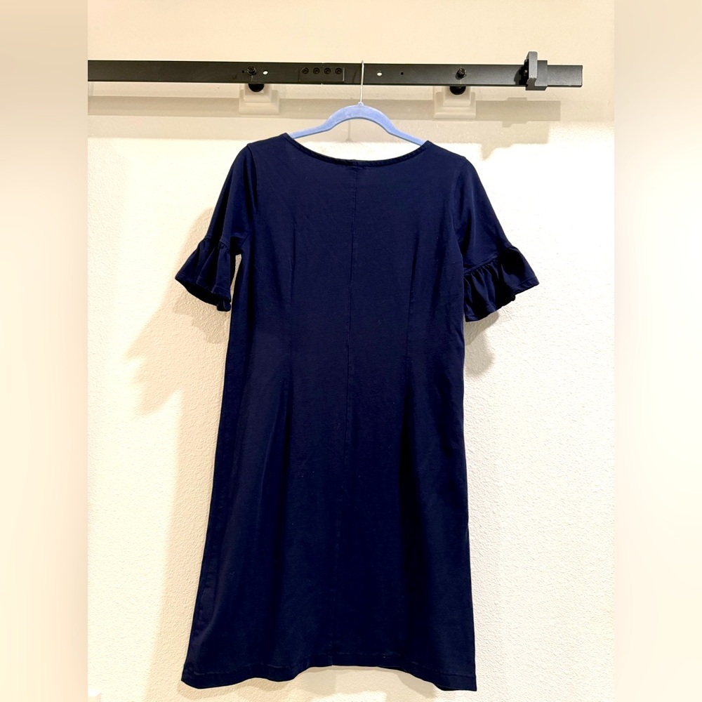 J. Crew t-shirt dress, navy XS. Crew neck with flirty ruffle sleeves - Picture 2 of 8